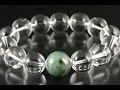 本翡翠入り水晶16ミリ ゴムブレスレット / Jadeite&Quartz Bracelet