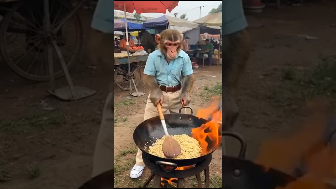 Cooked 🍳 food by monkey 🐒 