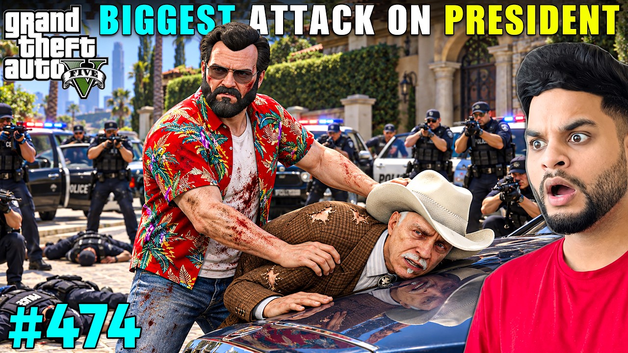 MICHAEL'S BIGGEST ATTACK ON PRESIDENT DUGGAN BOSS | GTA 5 GAMEPLAY #474 | GTA V