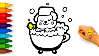 Draw Cute Puppy Bath Time Step By Step Easy Drawing For Kids