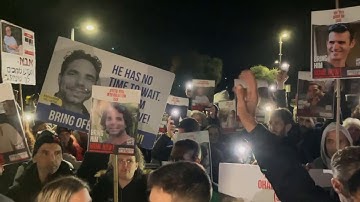 Families of Hamas hostages stage protest in front of Israel PM Netanyahu