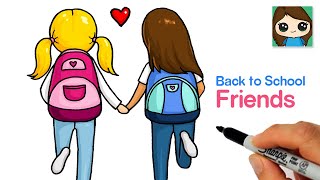 How to Draw Best Friends Holding Hands ????Back to School - YouTube