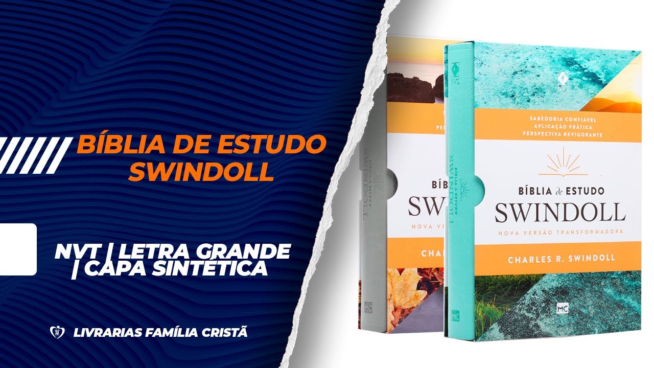 Bíblia de estudo Swindoll: Capa flexível Aqua (7898665820568): Charles R.  Swindoll (Autor), Nova Versão Transformadora (Autor): CLC Portugal