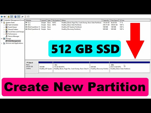 Citron Ballade rysten How to Create Partition in SSD in Windows 10 | 512 SSD Laptop Partition  (Create New Drive 2022) - YouTube