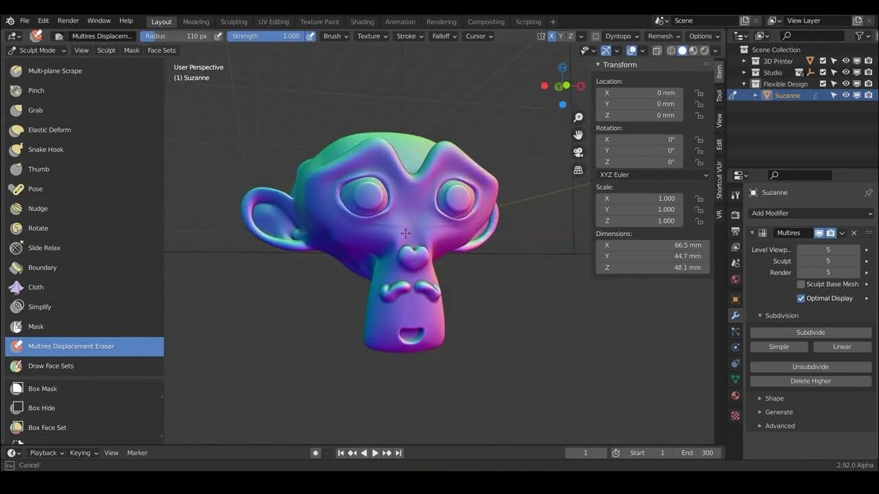 MultiRes Displacement Eraser Sculpt Tool (EXPLAINED) FREE Blender