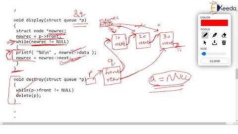 Lineaire wachtrij met behulp van koppelingslijst Deel 5 Weergavebewerking | Gegevensstructuur met...