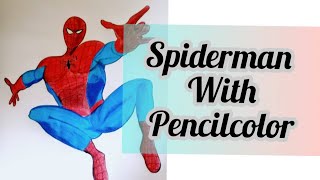 HOW TO MAKE SPIDER MAN WITH PENCIL COLOR|HOW TO DRAW SPIDER MAN WITH PENCIL COLOR