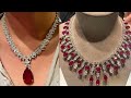 Latest gold ruby diamond necklace design/Red stone diamond jewellery collection