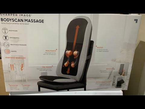 Sharper Image Massager Seat Topper 4-Node Shiatsu with Heat and Vibration