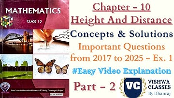 Class 10 Maths | Chapter 10 | Ex. 1 Part 2 Solutions | Height and Distance | English Medium CGBSE
