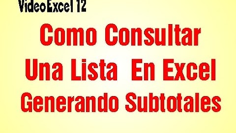 Como Consultar una Lista Generando Subtotales  en Excel 2010 -- TUTORIAL DE EXCEL 12
