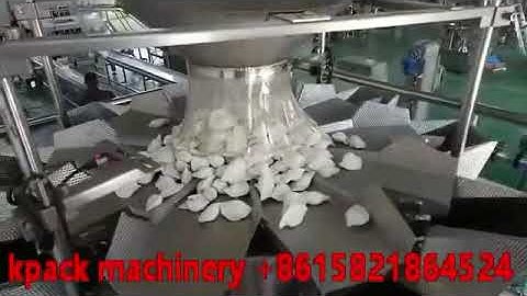 Frozen dumplings packing machine with 10 head weigher .