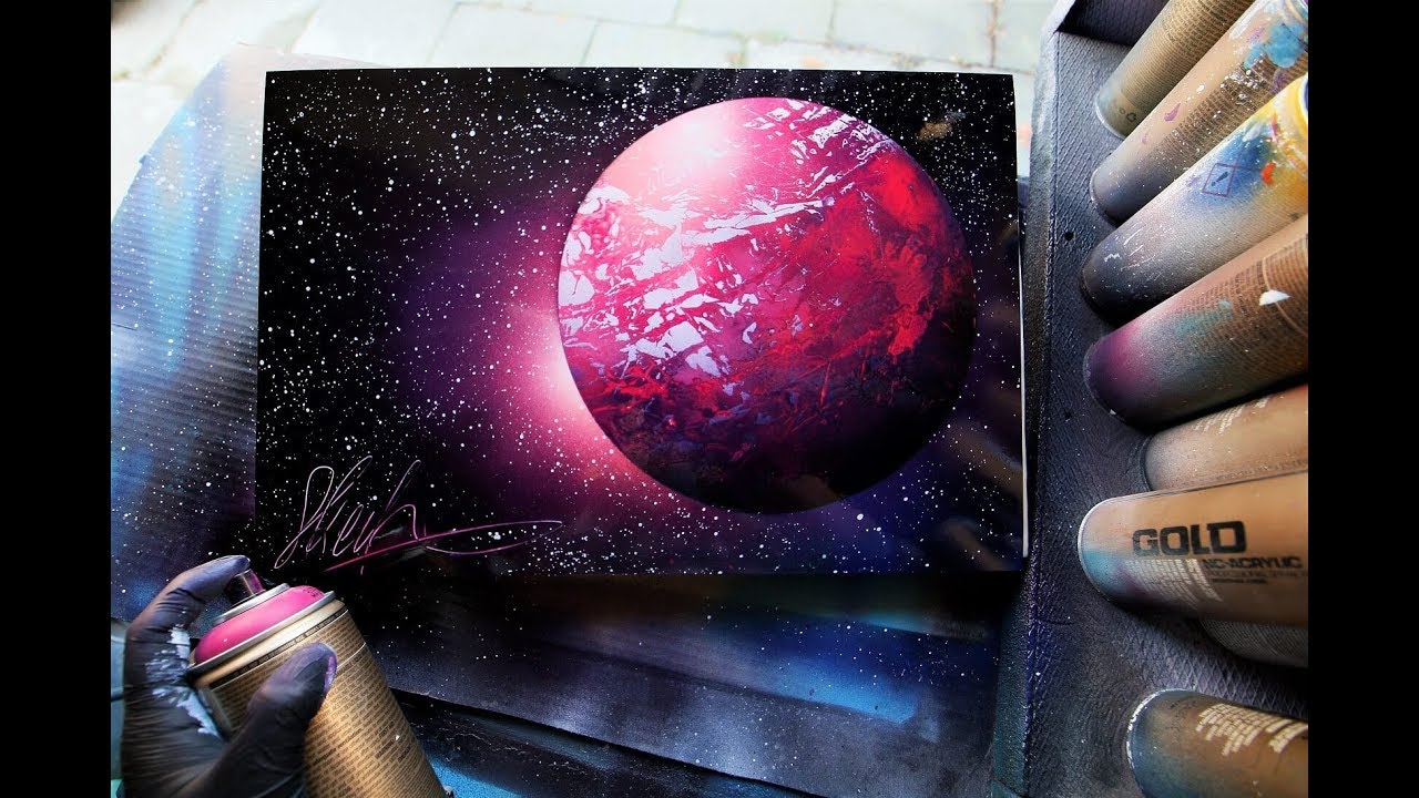 Pink Planet SPRAY PAINT ART by Skech - YouTube