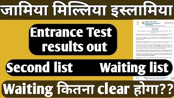 Jamia second list and waiting list results 2022 Jamia school ug pg diploma all courses results