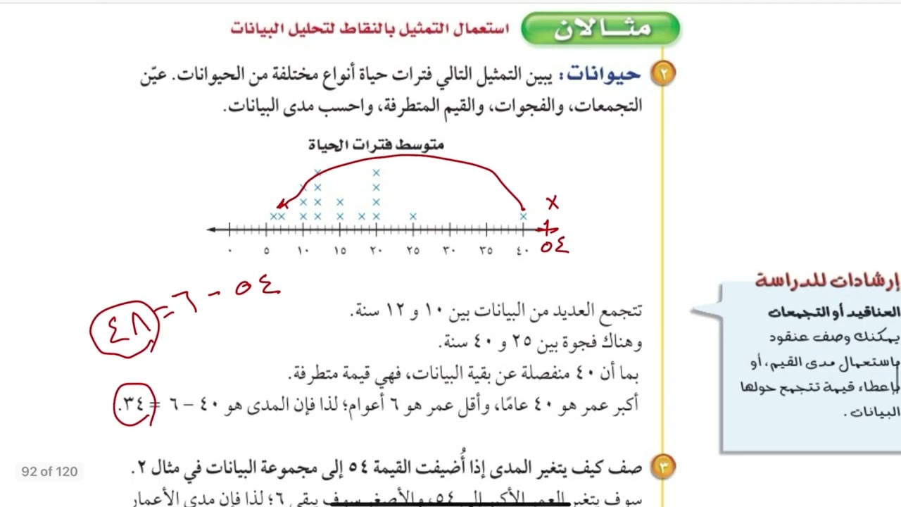 التمثيل بالنقاط رياضيات آول متوسط الفصل الدراسي الثاني