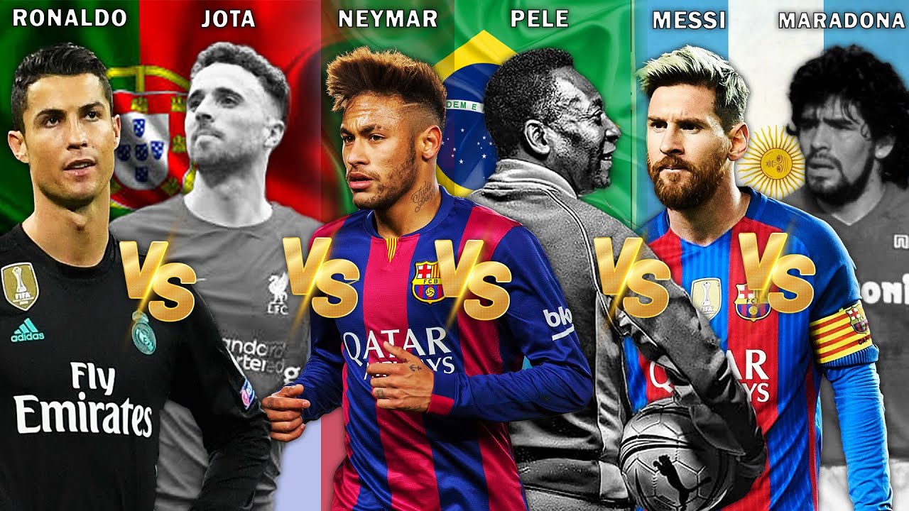 Comparison Pele vs Maradona vs Ronaldo vs Messi vs Neymar vs Jota  R I P Pele, Maradona & Jota