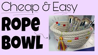 Chic For Cheap Craft Challenge High End Dollar Tree Home Decor Rope Bowl Rainbow Colors & Nautical