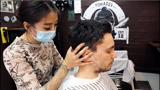 Headache gone after this soothing ASMR head massage in Russian barbershop