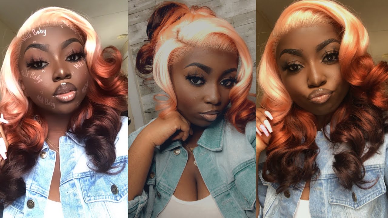 Strawberry Chocolate Swirl Hair | 613 Frontal Wig Install | Wiggins Hair