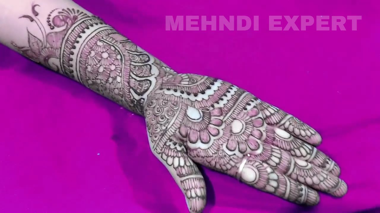 Modern Style Full Hand Mehndi Design With Purple Shade For All