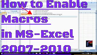 How to Enable/disable macros in your Microsoft excel software 2007-2010