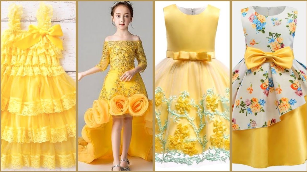 yellow colour baby frock