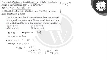 For points \( P \equiv\left(x_{1}, y_{1}\right) \) and \( Q=\left(x_{2}, y_{2}\right) \) of the ...