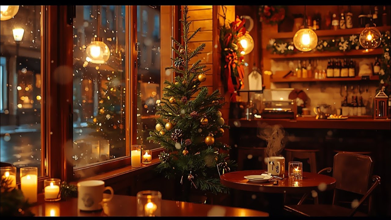 Relaxing Christmas Piano 🎄 Cozy Midnight Café Ambience | Calm Holiday ...