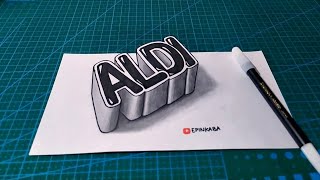 Cara Membuat Nama 3D, ALDI | Menggambar 3 dimensi