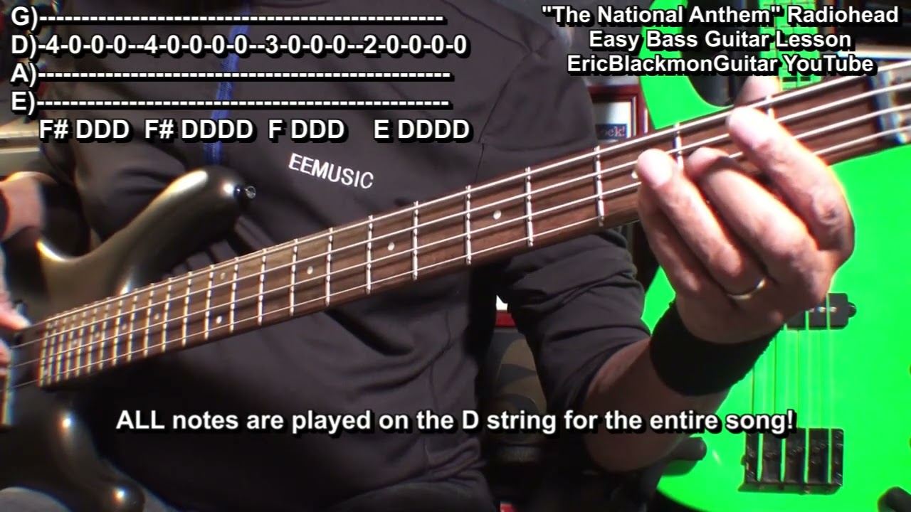 RADIOHEAD The National Anthem EASY Bass Guitar Lesson