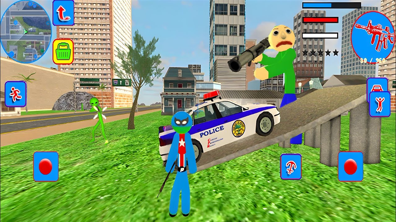 Us Captain Stickman Rope Hero Vice Town - Android Gameplay