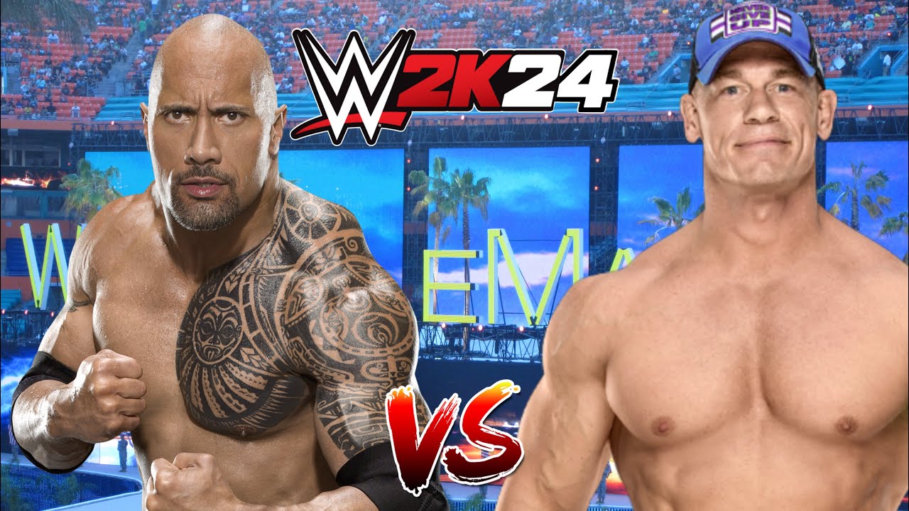 John cena vs the rock hell in a cell WWE 2k24 - YouTube