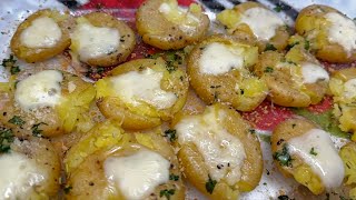 Rosemary, Cheesy Potato Bites. Crispy Smashed Potatoes.