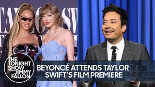 Beyoncé Attends Taylor Swift’s Eras Tour Concert Film Premiere, Trump’s Tantrum Over a Microphone