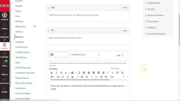 CSUN Quiz Question types you can create in Canvas