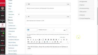 CSUN Quiz Question types you can create in Canvas