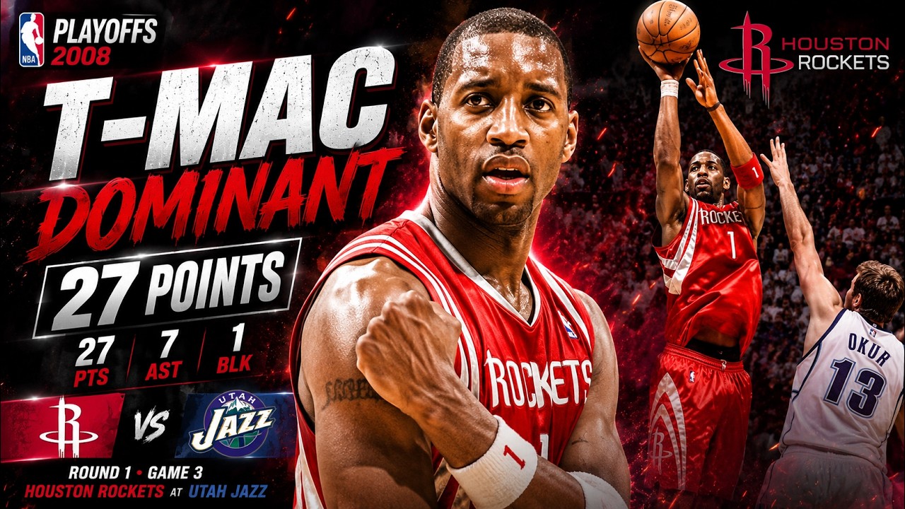 Tracy McGrady 27 points - 2008 Playoffs Round 1 Game 3 - Houston ...