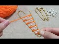 Very Easy Woolen Flower Making Idea with Safetypin -Amazing Hand Embroidery Flower Design Trick -DIY