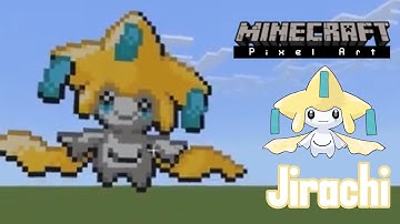 Jirachi Pokemon pixel art made in Minecraft