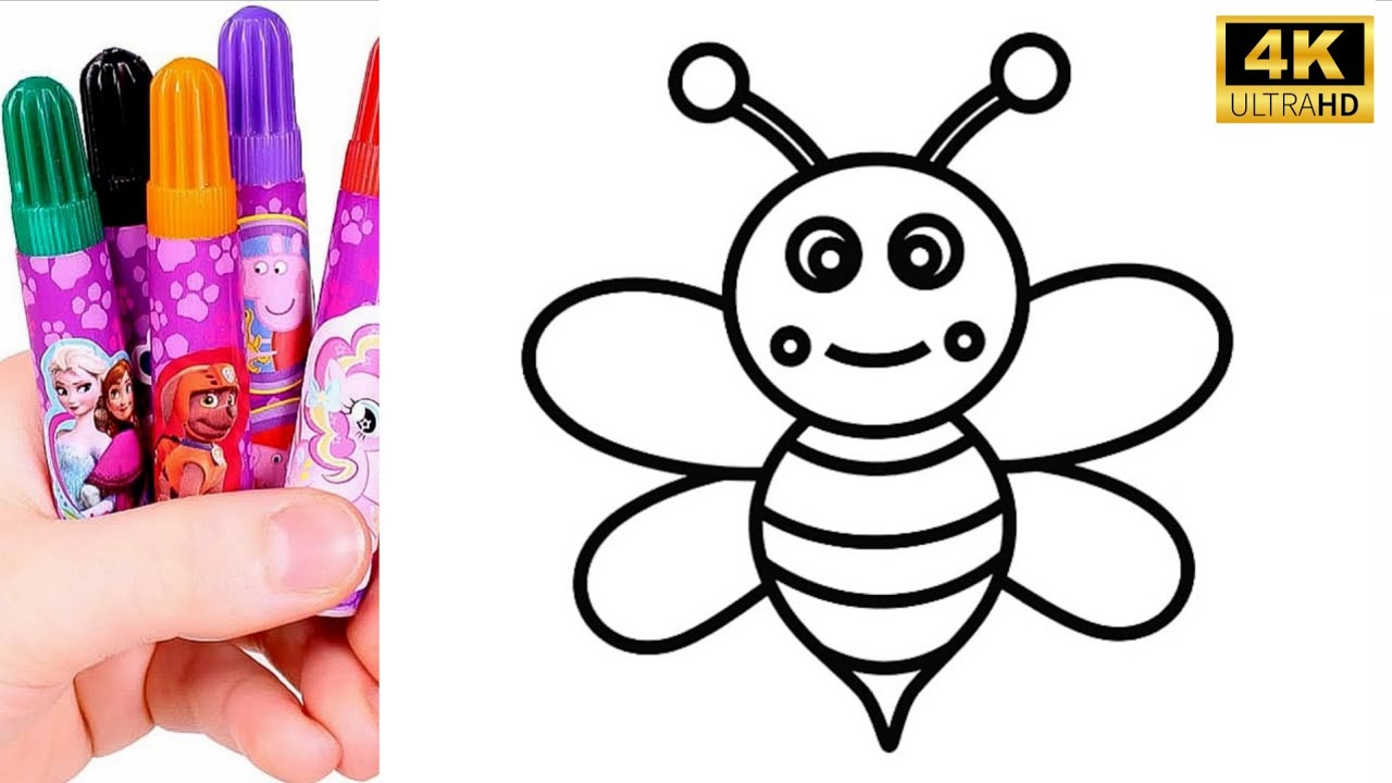 🐝 Cute Bee Drawing for Kids | Easy & Fun Coloring