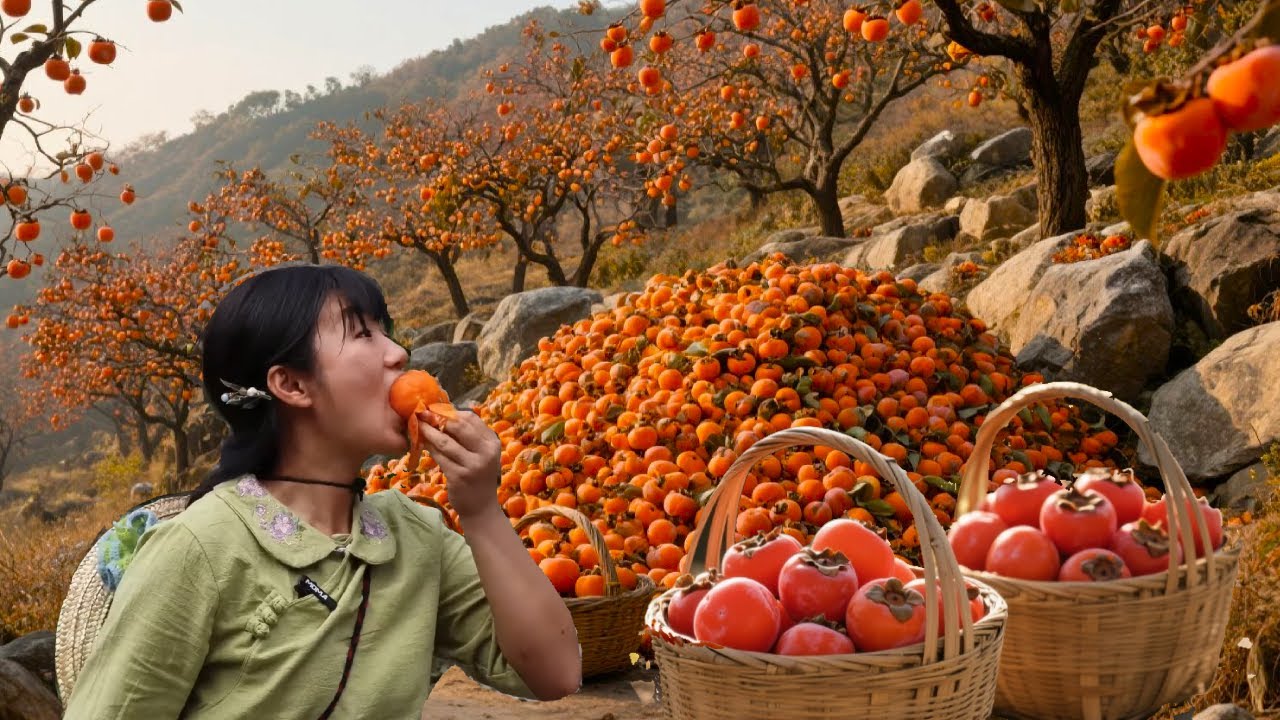 谁见过石头缝里长果树？120 棵柿子树挂满果，可爱叔直接放福利：1 元 1 斤，错过等明年！#新鲜采摘 #生活記錄 #三農 #农村生活