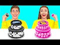 ブラック VSピンク ケーキの装飾の挑戦 | おいしいキッチンのハック Mega DO Challenge