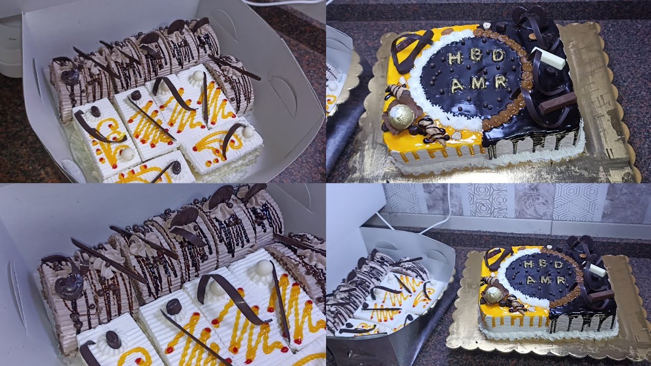 طريقة الجاتو بطريقة المحلات👌تورتة في الصنية الوسط المستطيلة نص فاكهة ونص شيكولاتة