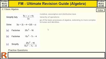 Algebra Basics - Ultimate revision guide for Further maths GCSE