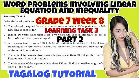 GRADE 7 WORD PROBLEM Learning Task 3 Part 2 Week 8| Tagalog Tutorial