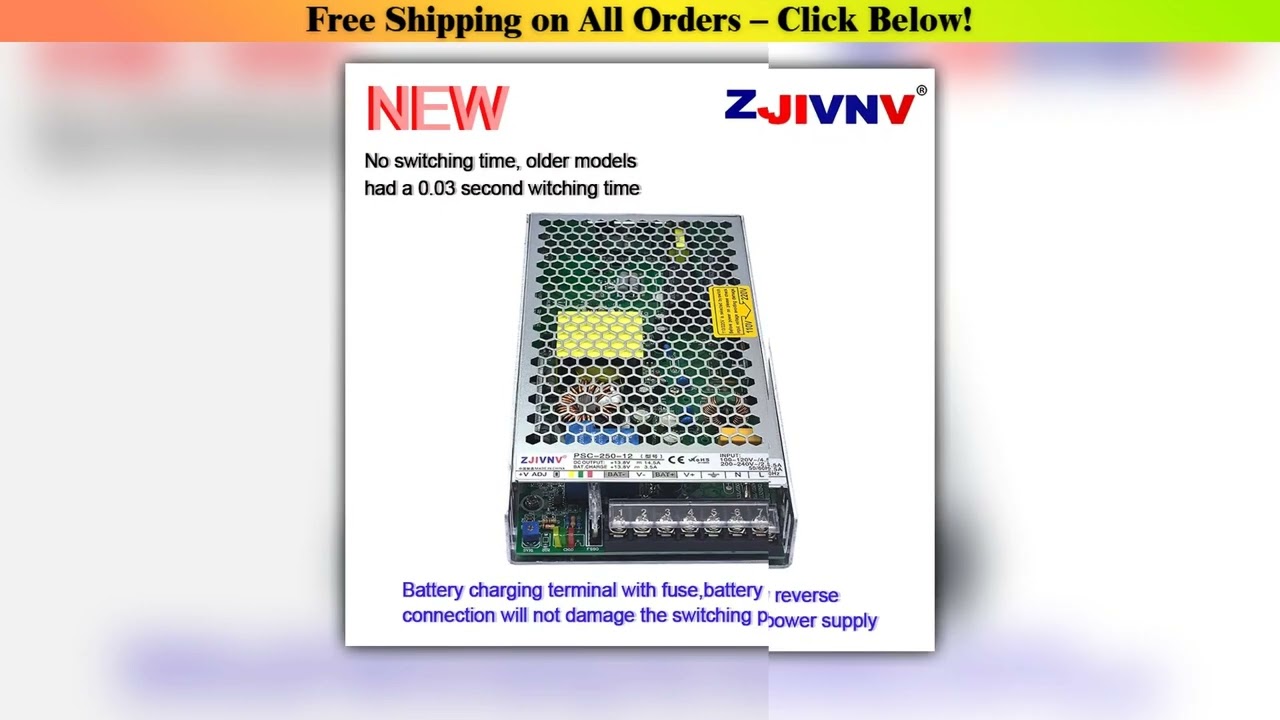 250W UPS Charge Function Switching Power Supply DC 12V 24V For Security Monitoring Camera Single