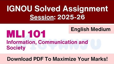 IGNOU MLI 101 Solved Assignment 2025-26 Pdf Download | IGNOU MLIS Solved Assignment 2025-26