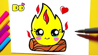 How to draw a CAMPFIRE kawaii | KAWAII DRAWING STEP BY STEP ❤  Drawing to Draw