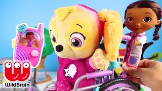 TOY PLAYSET with Paw Patrol Skye visiting Nick JR Doc McStuffins | Ellie Sparkles Toys and Dolls