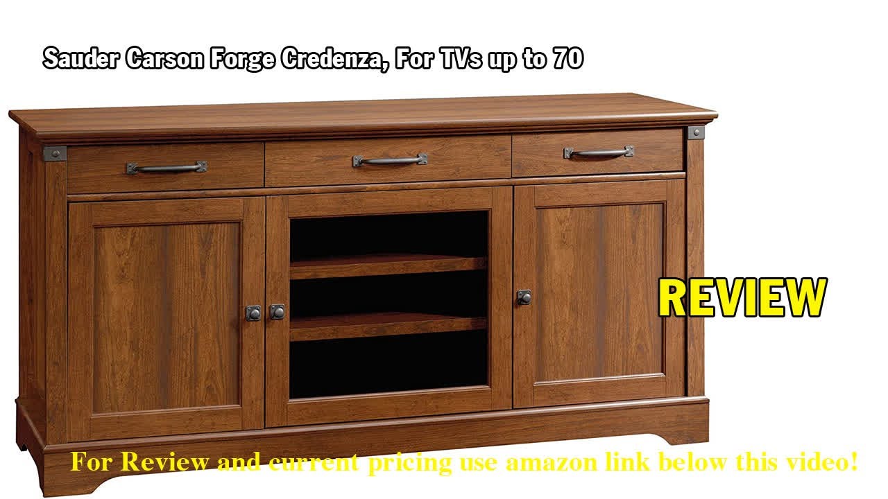 Review Sauder Carson Forge Credenza, For TVs up to 70", Washington Cherry finish